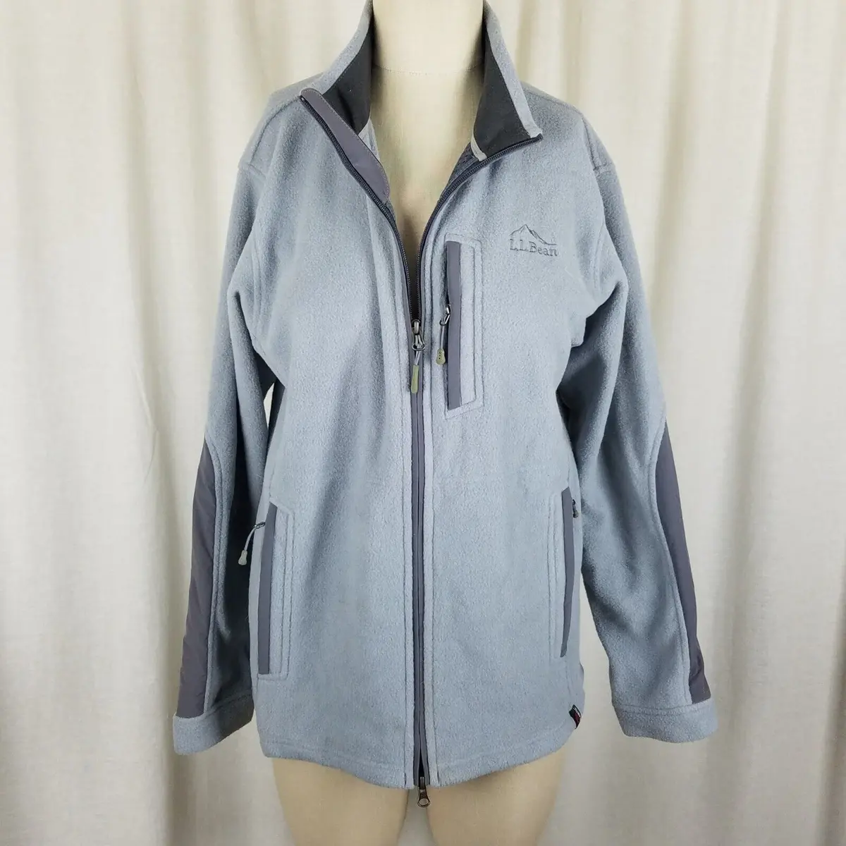 Vintage Ll Bean Polartec Powder Blue Fleece Full Zip Up Jacket Womens M 1