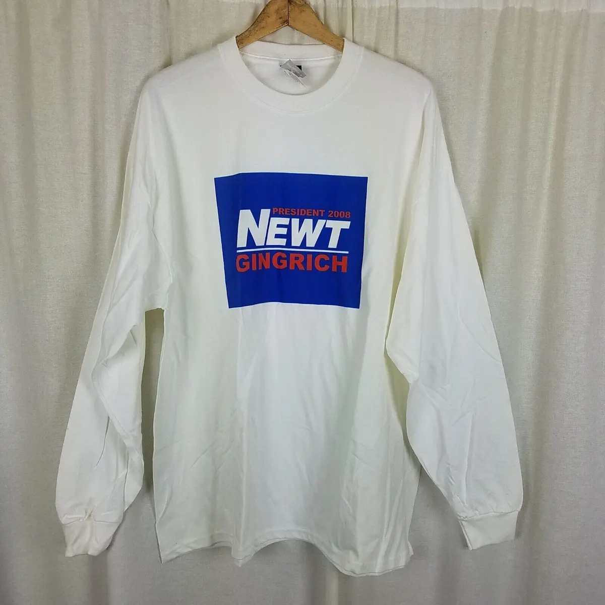 Newt Gingrich For President 2008 Campaign Tshirt Mens 2Xl Hanes Beefy-T Ls 1