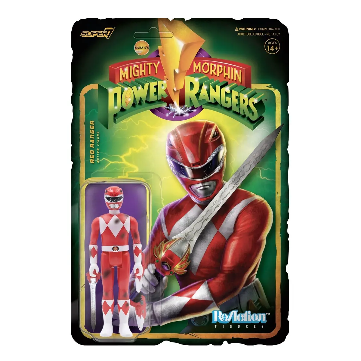 Super7 Reaction Figures Mighty Morphin Power Rangers: Red Ranger, Battle Damaged Action Figure 81339 Low Stock 1