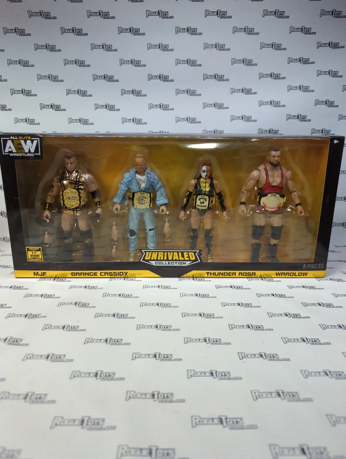 Jazwares Aew Unrivaled Collection Championship 4 Pack Mjf/Orange Cassidy/Thunder Rosa/Wardlow (1 Of 3000 Amazon Exclusive) 1