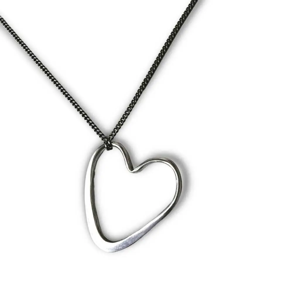 Open Heart Necklace In Sterling Silver 1