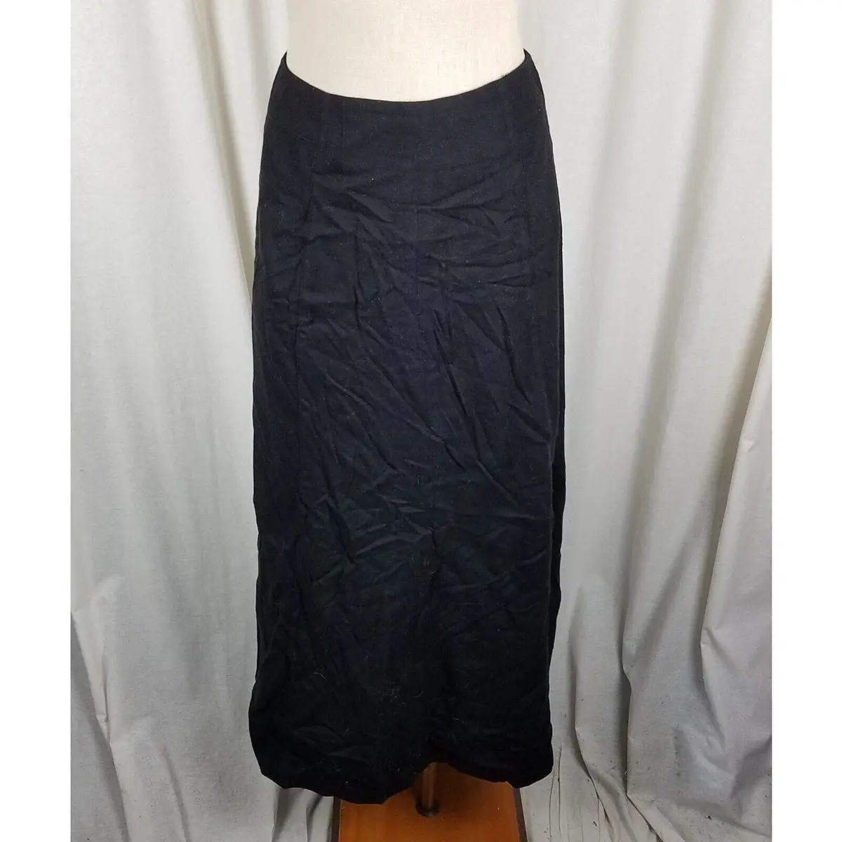 Vintage Eddie Bauer Lined Wool Aline Voluminous Twirl Skirt Womens Size 8 Black 1