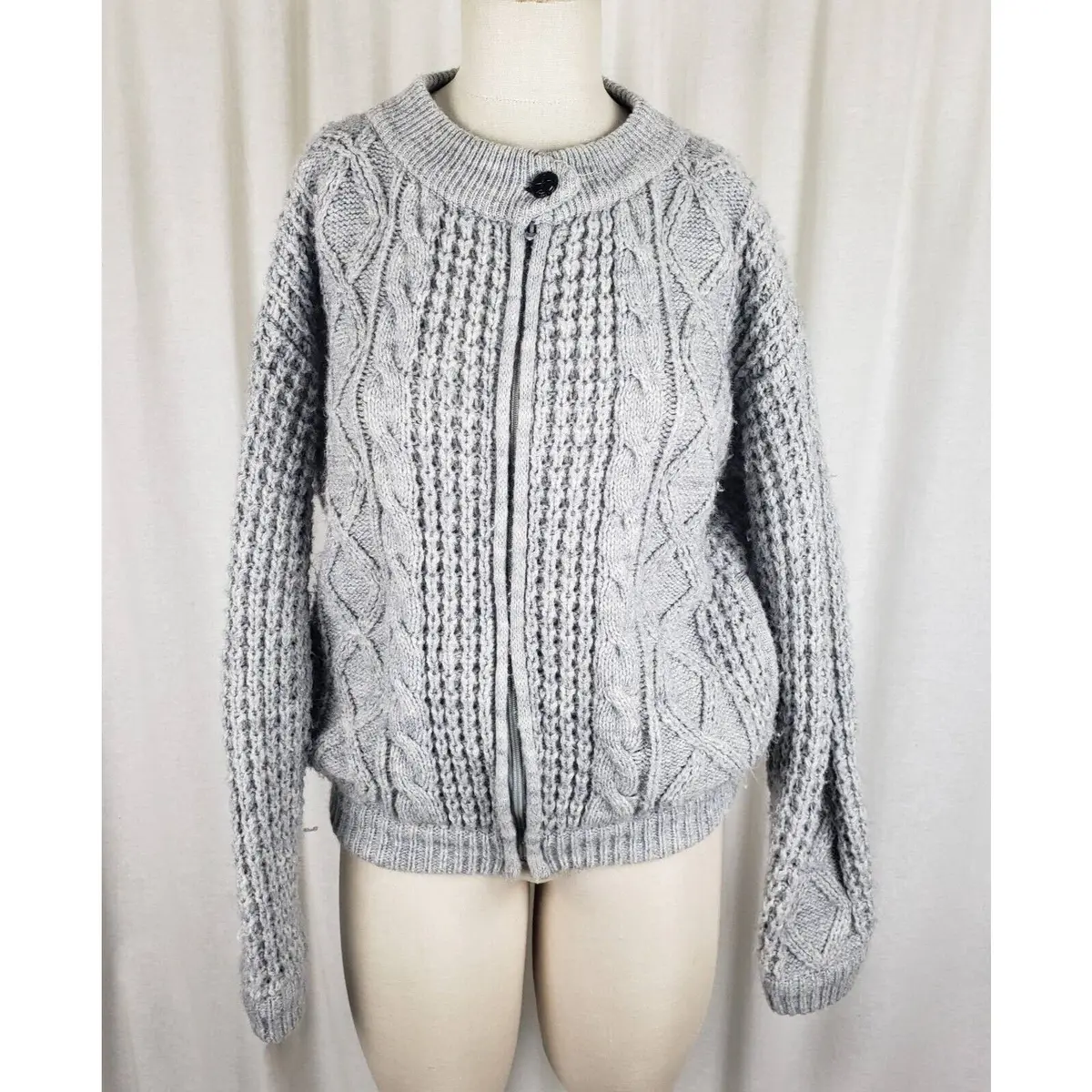Vintage Albee Wool Blend Zip Cable Knit Cardigan Sweater Womens S Vintage 50S 1