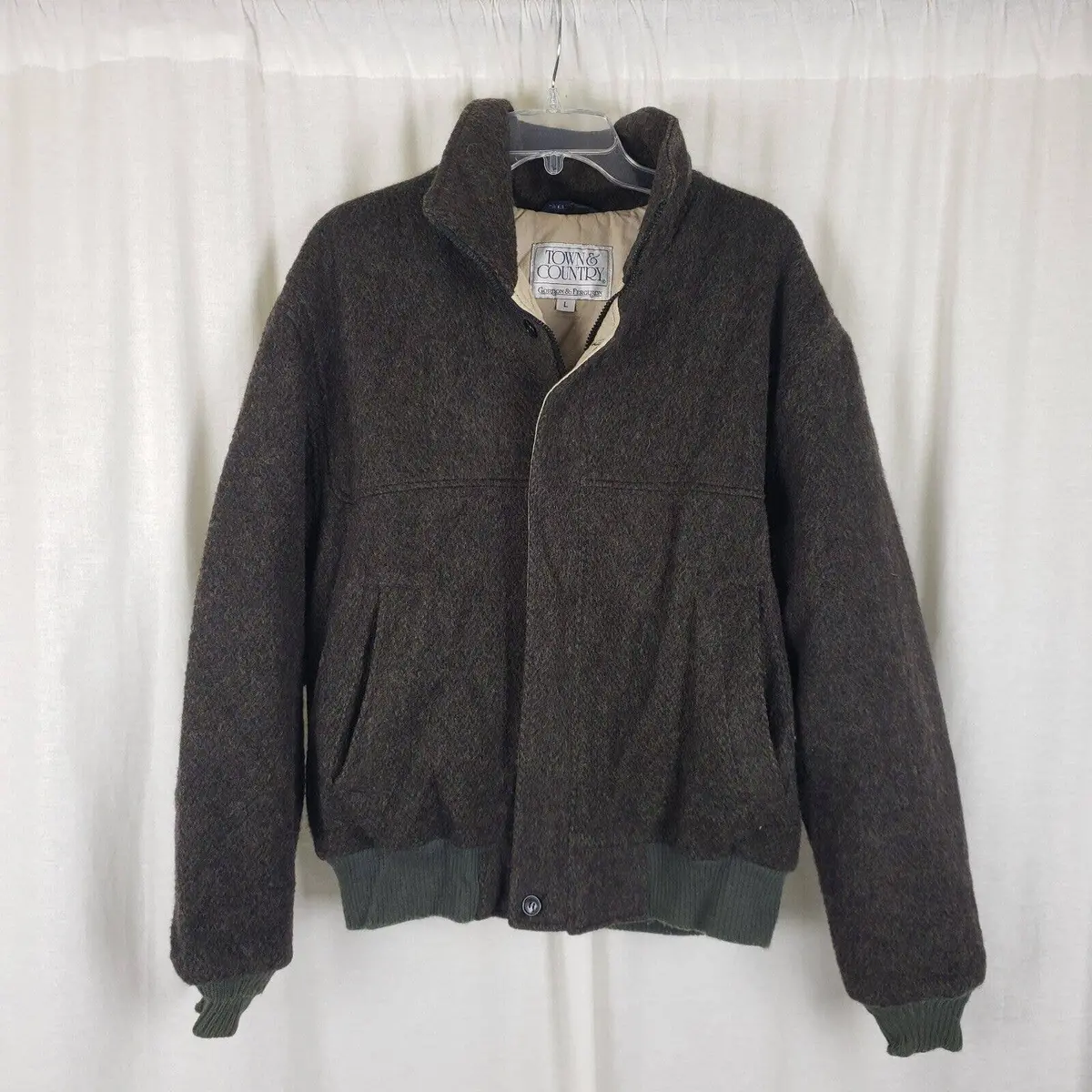Vintage Town & Country Gordon & Ferguson Mottled Tweed Wool Bomber Jacket Mens L 1