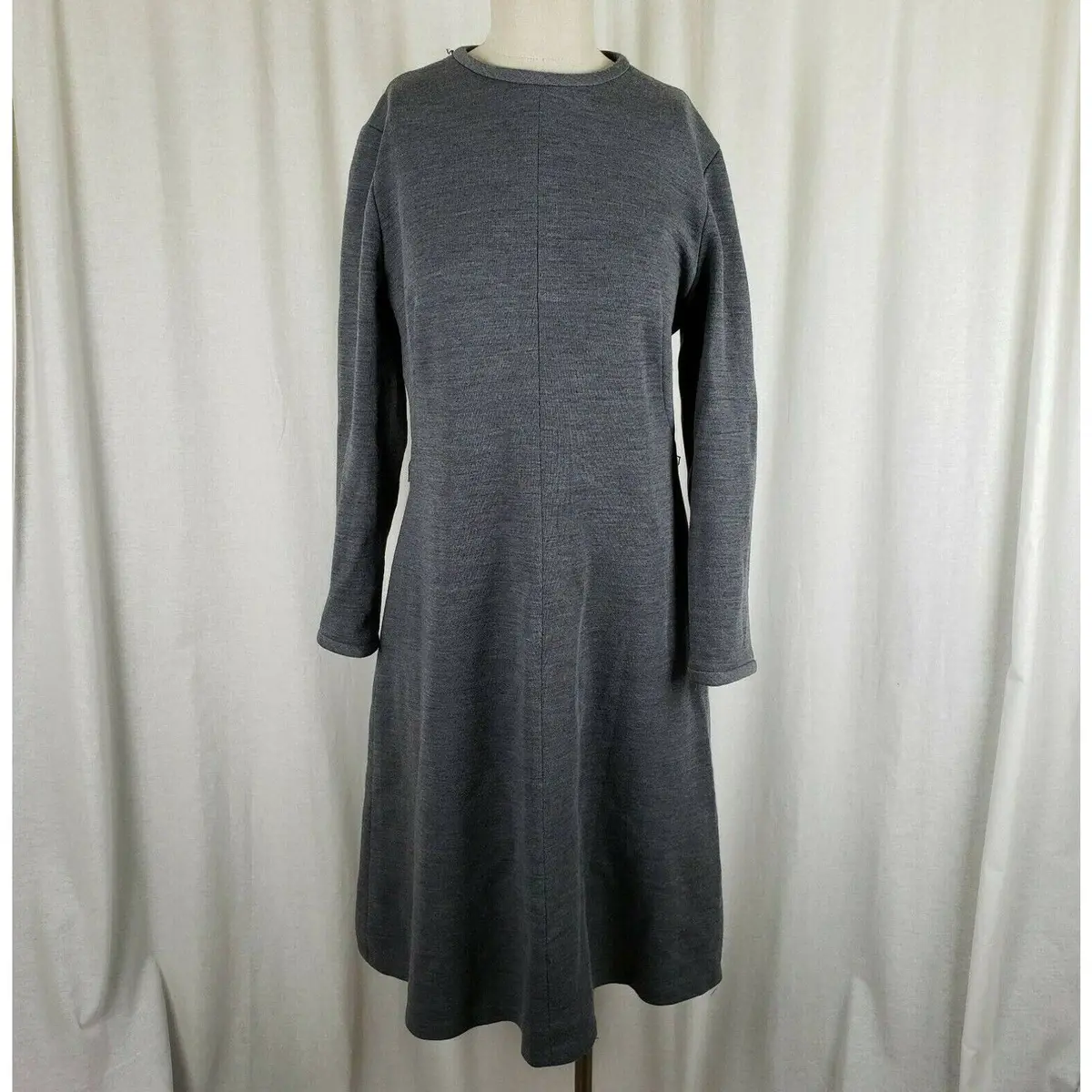 Vintage Henry Lee Double Knit Modest Midi Fit & Flare Dress Charcoal Womens S M 1