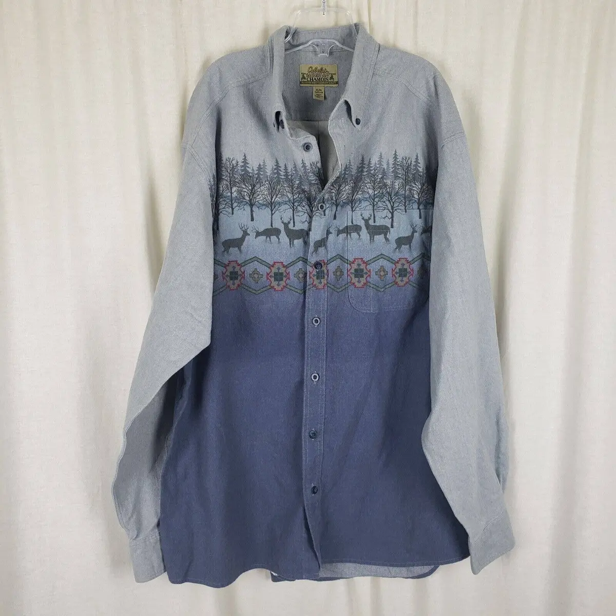 Cabelas Reindeer All Over Print Deerskin Soft Chamois Flannel Shirt Mens Xlt 1