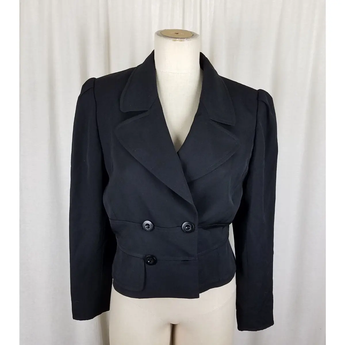 Vintage Valentino Miss V Cropped Wool Double Breasted Blazer Jacket Womens 44 10 1