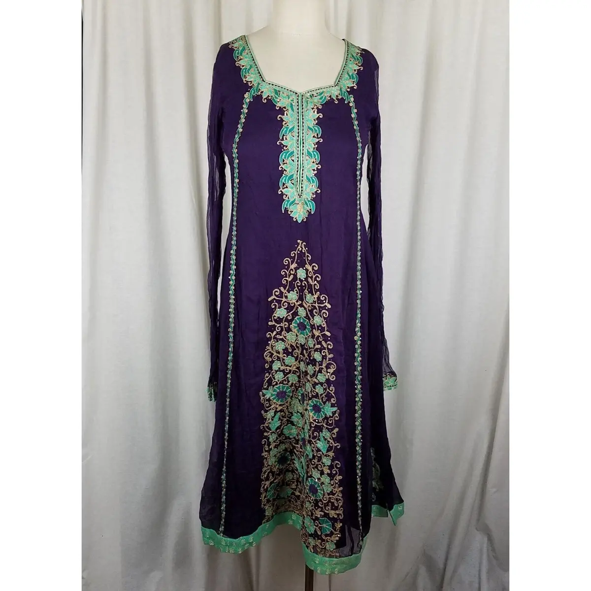 Vintage Seap Kadhai Dashiki Caftan Kaftan Embroidered Dress Ethnic Traditional Womens Size Small 1