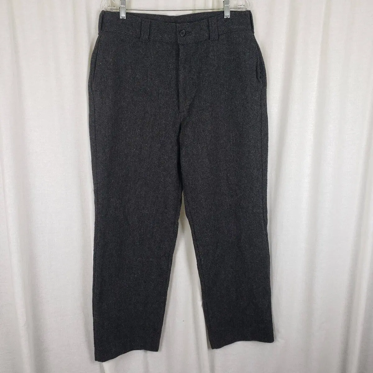 Vintage Ll Bean Wool Tweed Maine Guide Pants Mens 34X30 Usa Suspender Ready Gray 1