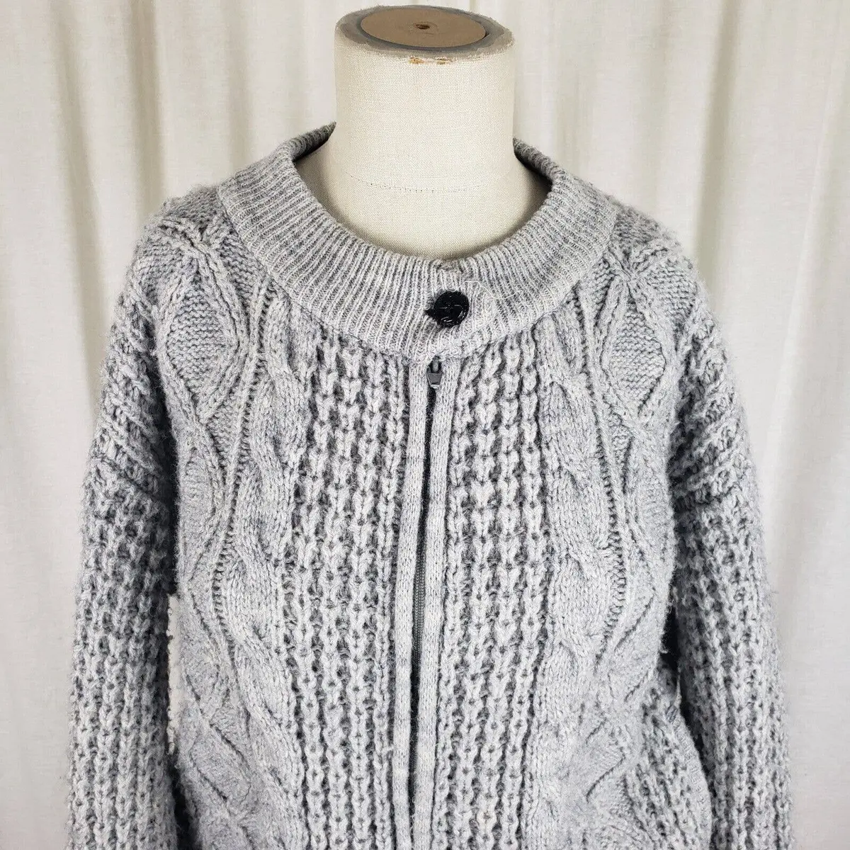 Vintage Albee Wool Blend Zip Cable Knit Cardigan Sweater Womens S Vintage 50S 2