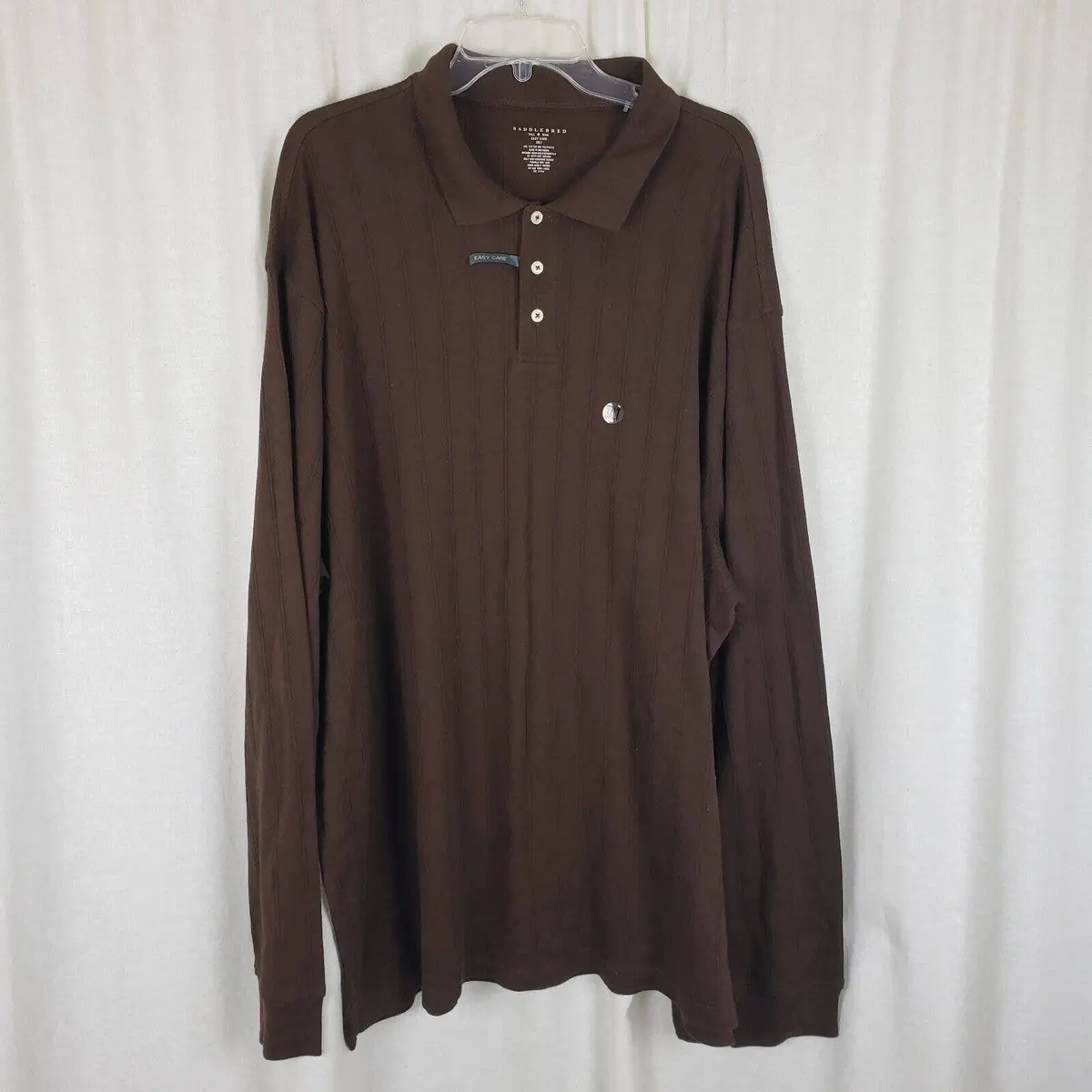 Saddlebred Tall Man Henley 1/4 Button Collared Long Sleeve Polo Shirt Mens 3Xlt 1