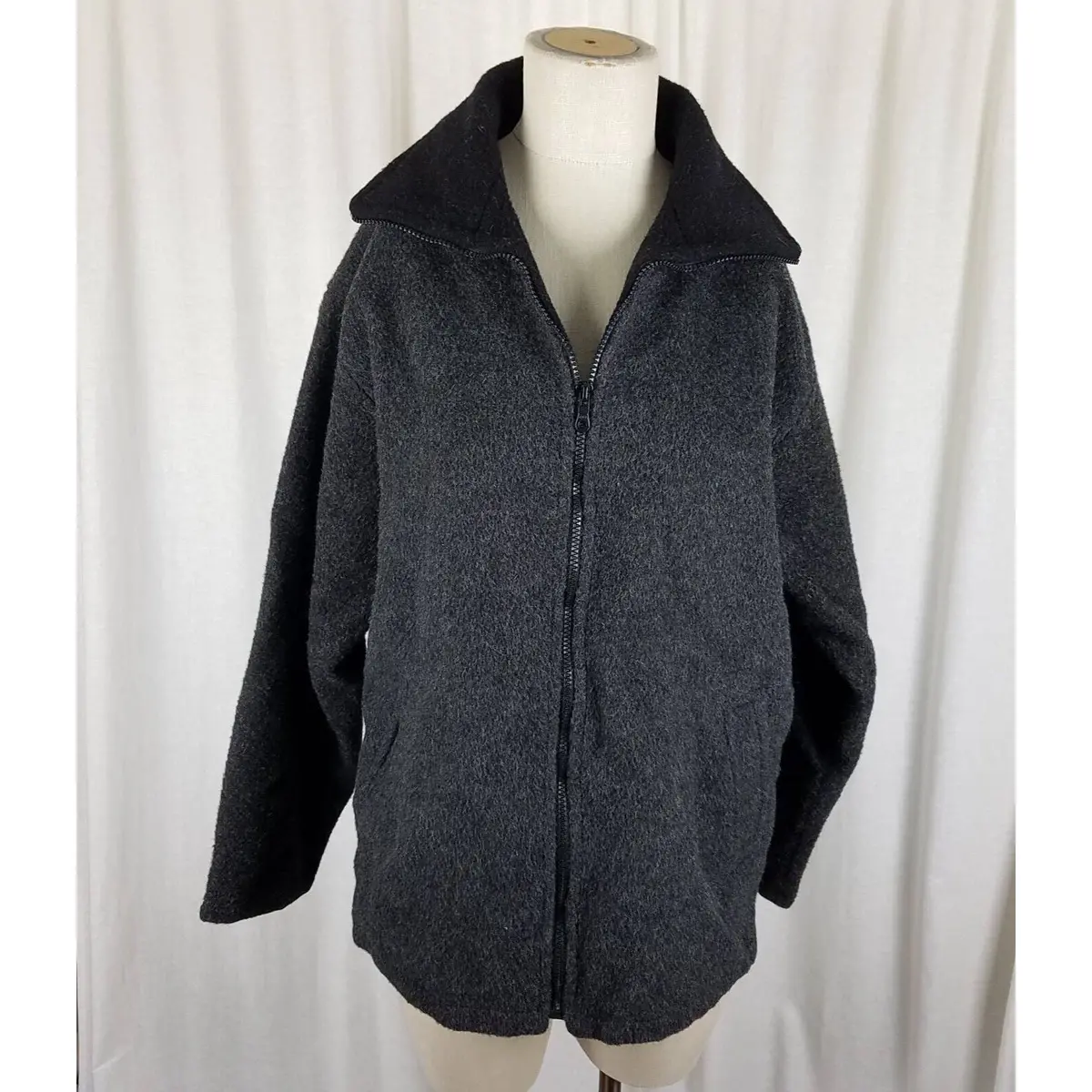 Peruvian Link Alpaca Collection Wool Long Jacket Short Coat Womens S Charcoal 1
