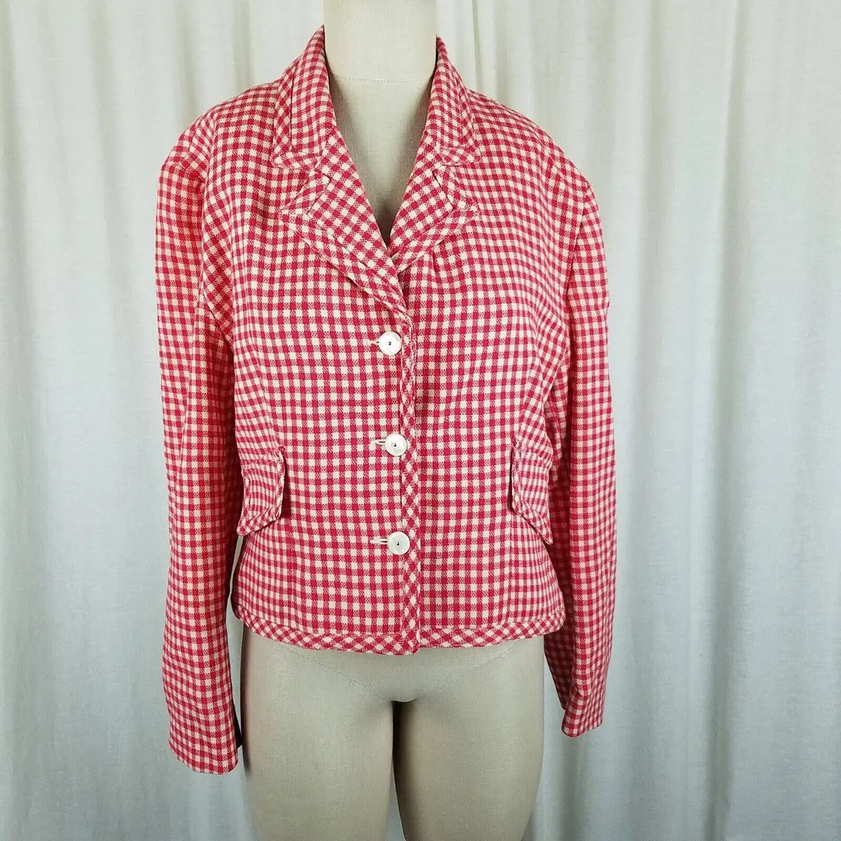 Vintage Bergdorf Goodman On The Plaza Ny Gingham Check Jacket Blazer Womens 12 1