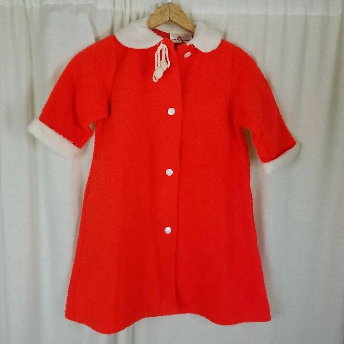 Candi Cane Robes Red Plush Fur Christmas Bath Robe Sleepwear Girls 10 Vintage 1