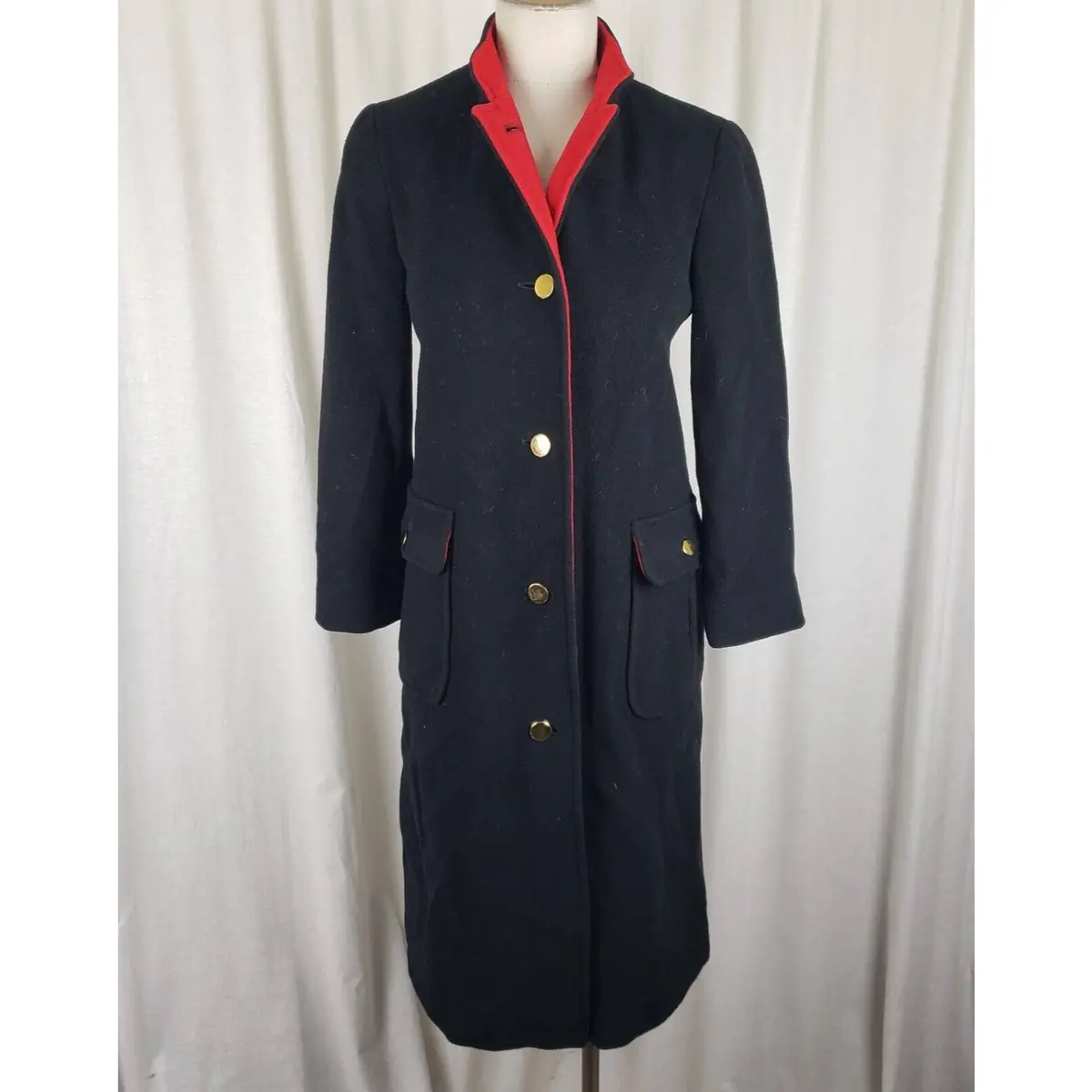 Ilie Wacs Bergdorf Goodman Winter Wool Military Colorblock Peacoat Coat Womens 4 1