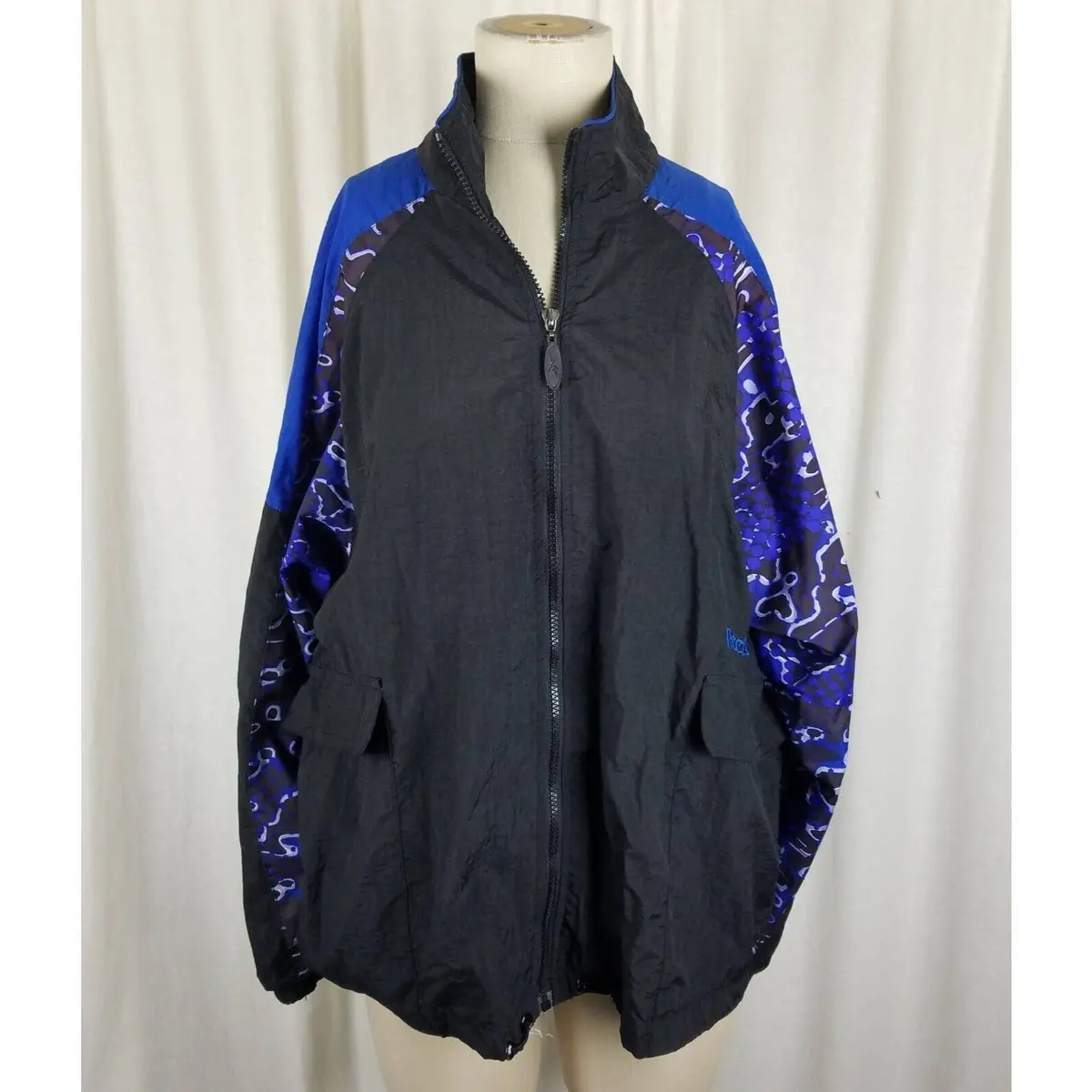 Vintage 90S Reebok Mesh Lined Hip Hop Track Windbreaker Jacket Women L Loud Busy 1