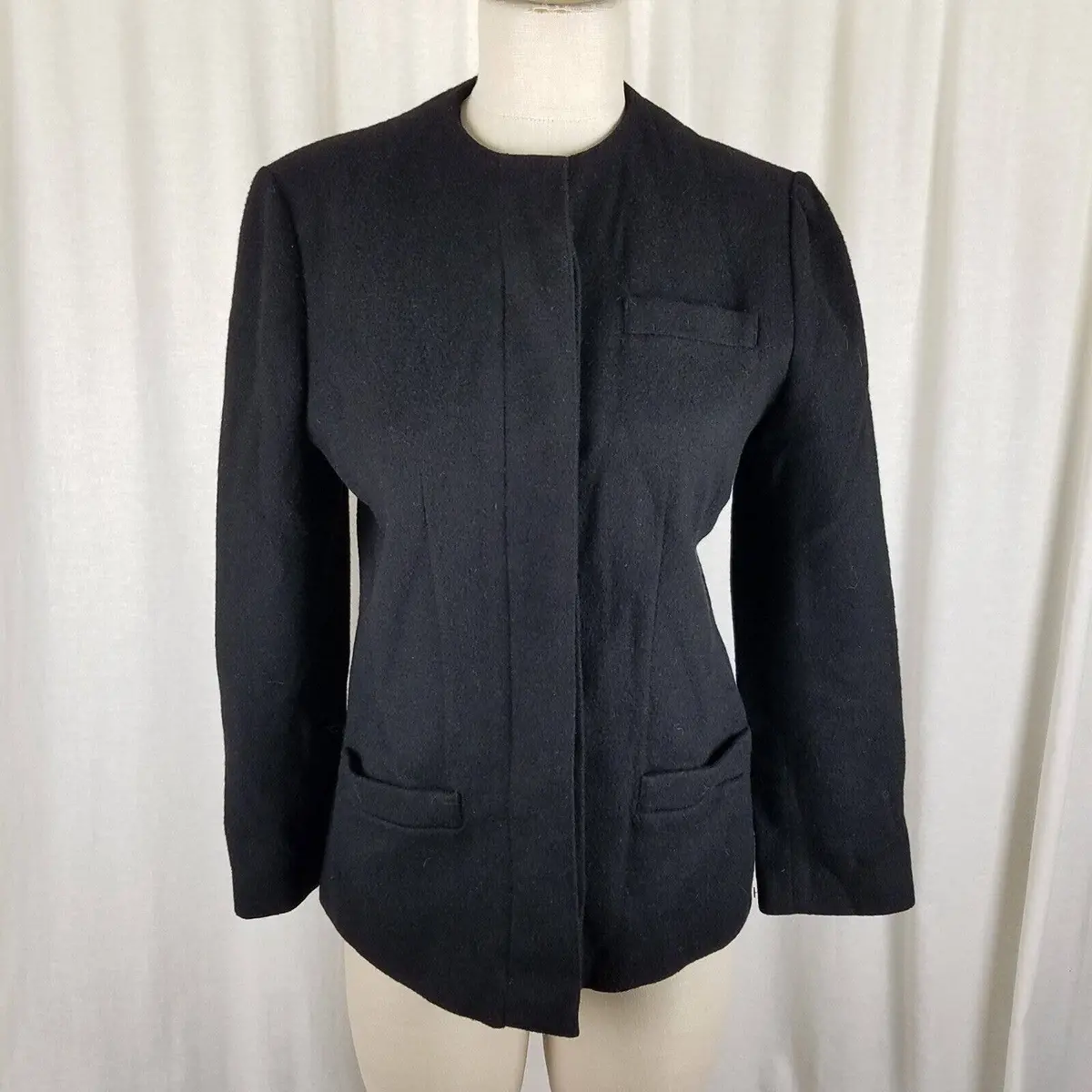 Vintage Warren Of Stafford Cashmere Placket Front Blazer Jacket Womens 8 Usa 1