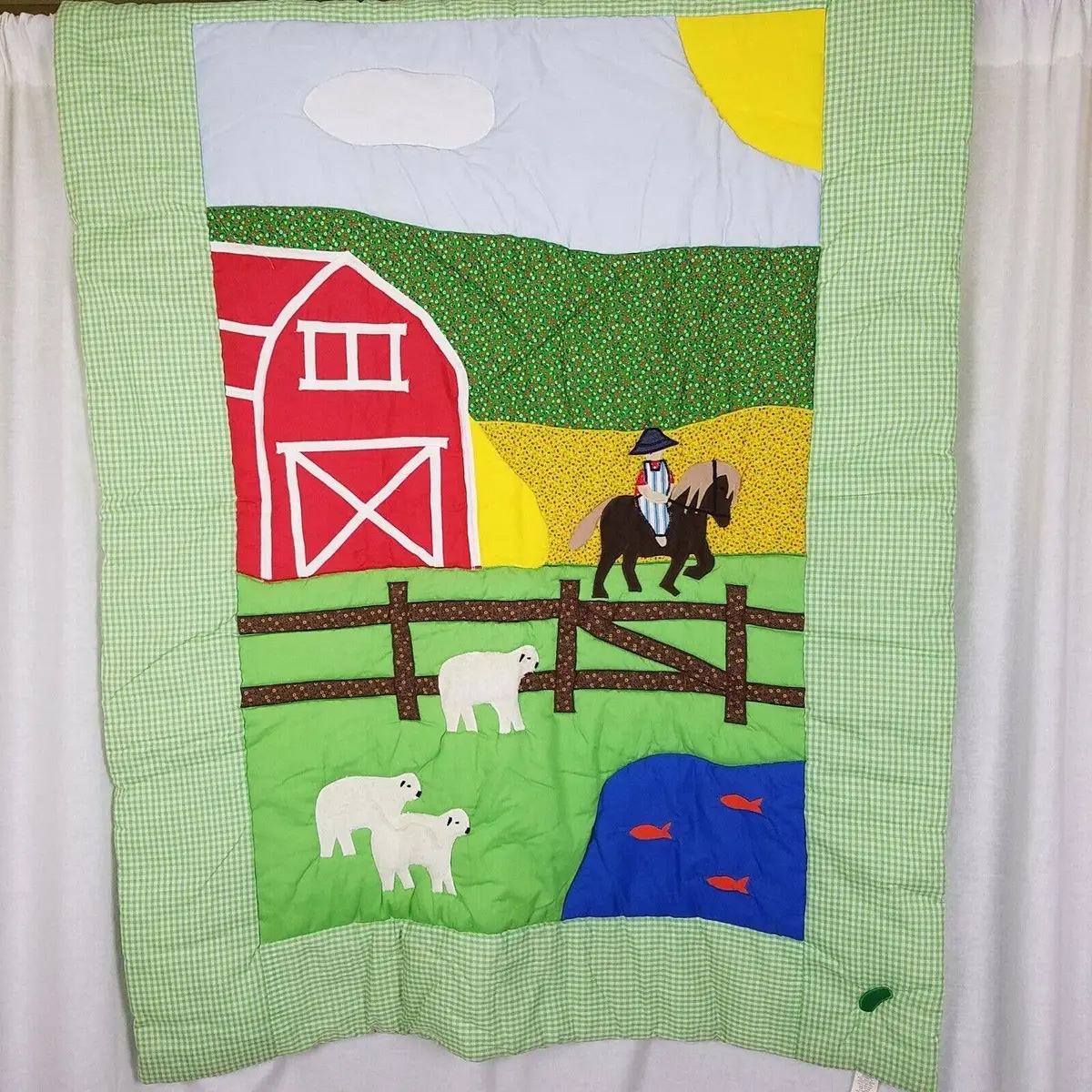 Shellie Bean Originals Barnyard Cowboy Farm Animals Baby Quilt Wall Art Tapestry 1