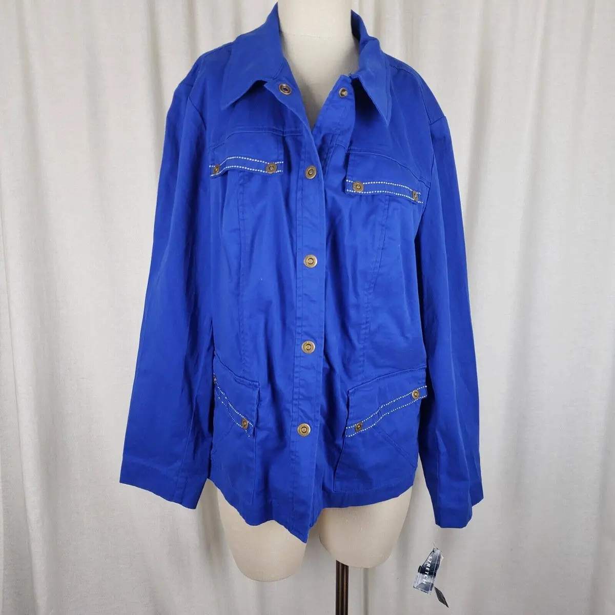 Jones New York Signature Fresh Blue Chambray Trucker Style Jacket Womens 2X Plus 1