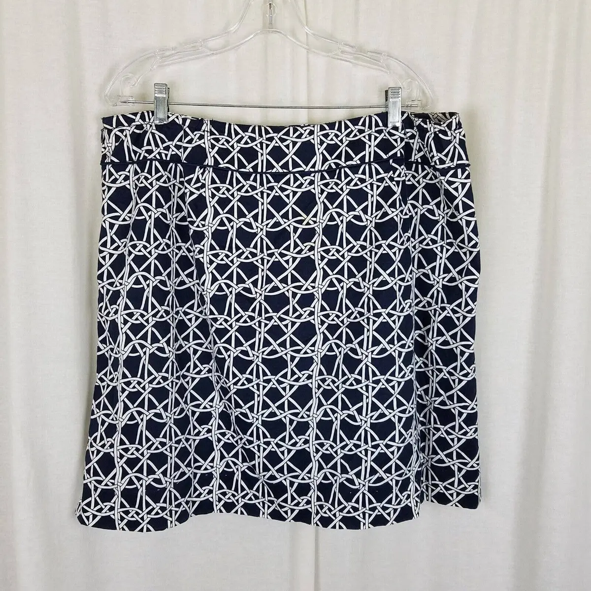 Lizgolf Claiborne Cotton Stretch Woven Ribbon Grid Print Skort Skirt Womens 16W 1