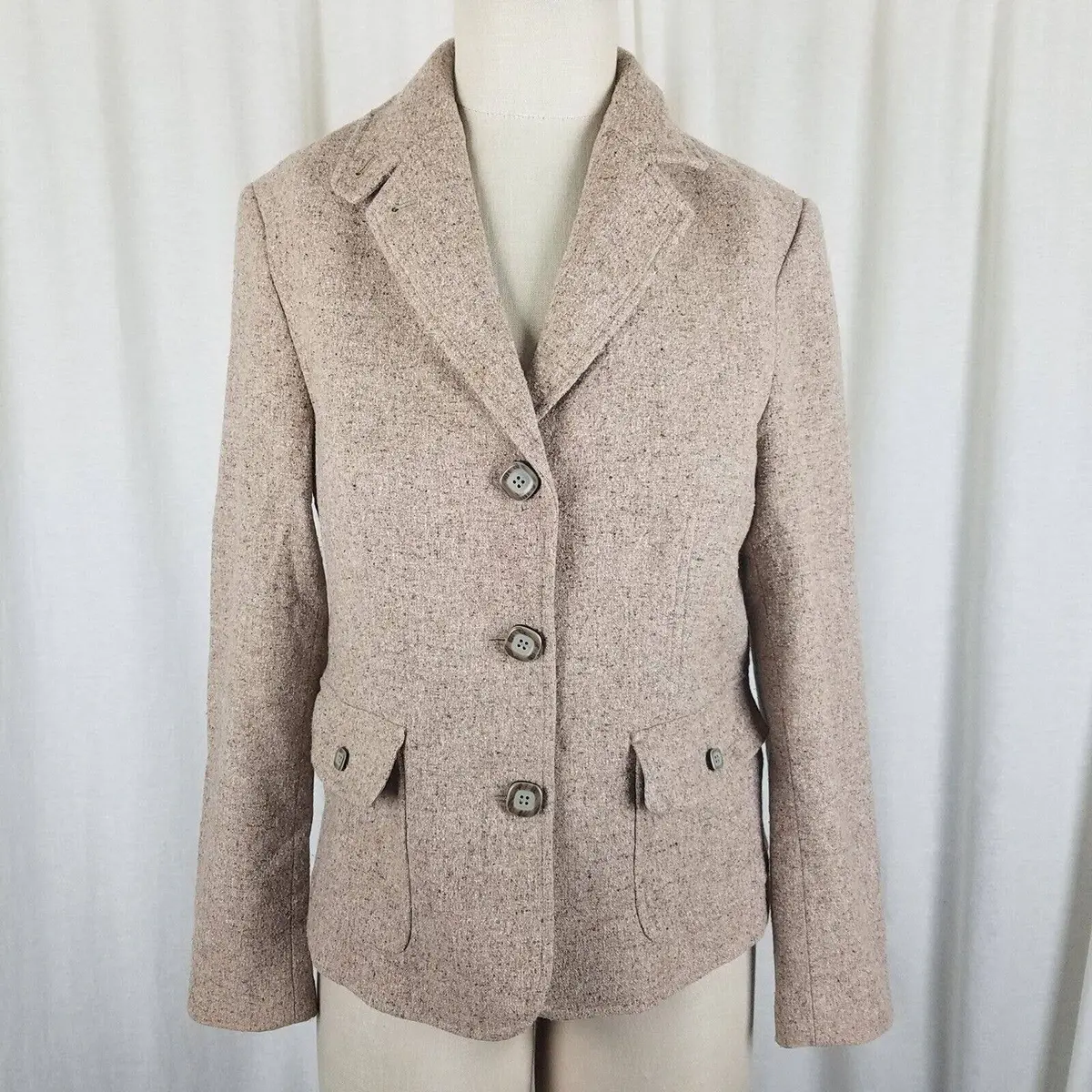 Ll Bean Wool Silk Mottled Tweed Equestrian Riding Country Jacket Blazer Womens S 1