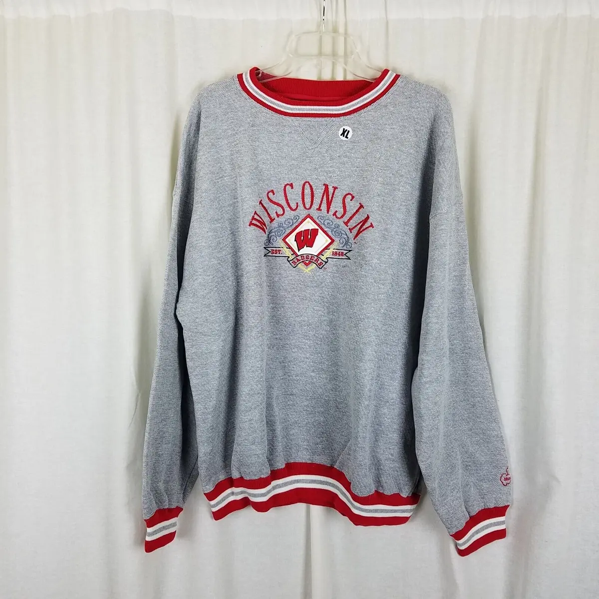 Vintage Wisconsin Badgers Crewneck Sweatshirt Mens Xl Ncaa Midwest Embroidery 1