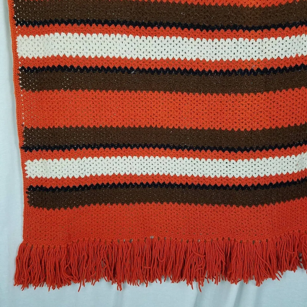 Vintage Crochet 70S Stripes Afghan Grandma Blanket Handmade 60X77 Twin Throw 1