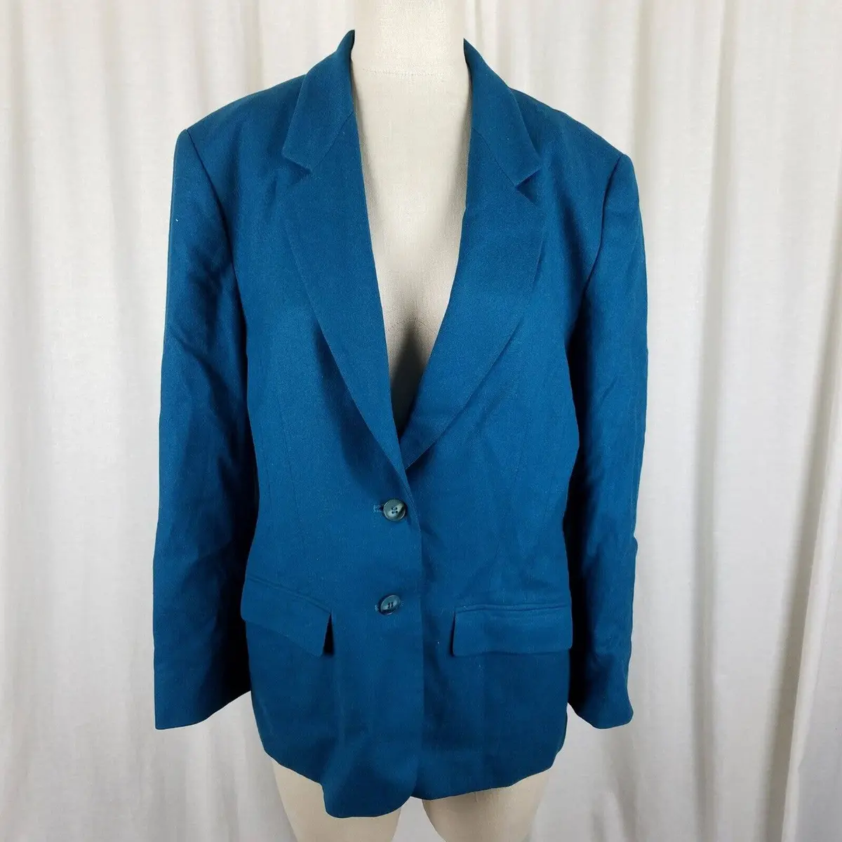 Vintage Pendleton Pure Virgin Wool Blazer Jacket Womens 16 Usa Greenish Blue 1