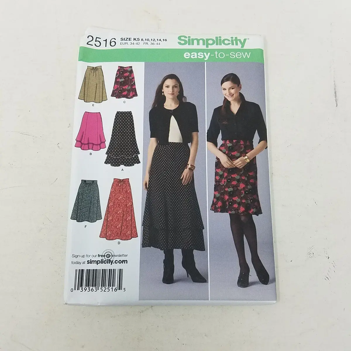 Simplicity Sewing Easy Pattern Ruffled Skirt 2516 Womens 8 10 12 14 16 New Uncut 1