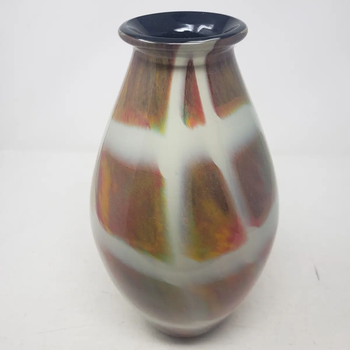 Alexander Kalifano Vase Home Decor 12" Brown Abstract Geometric Art Glass 1