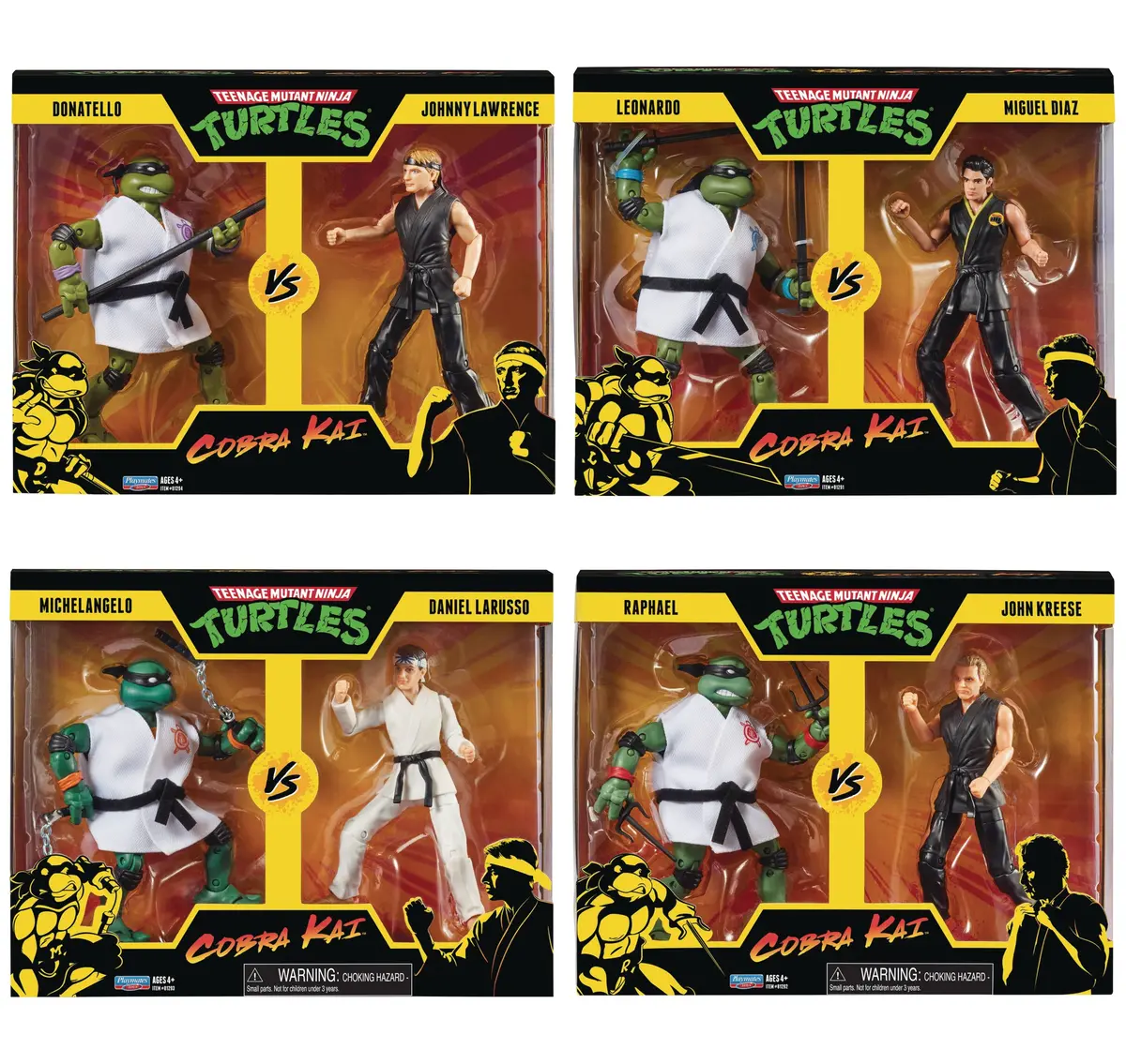 Teenage Mutant Ninja Turtles X Cobra Kai - Complete Set Of 4 X 2-Pack Action Figures Low Stock 1