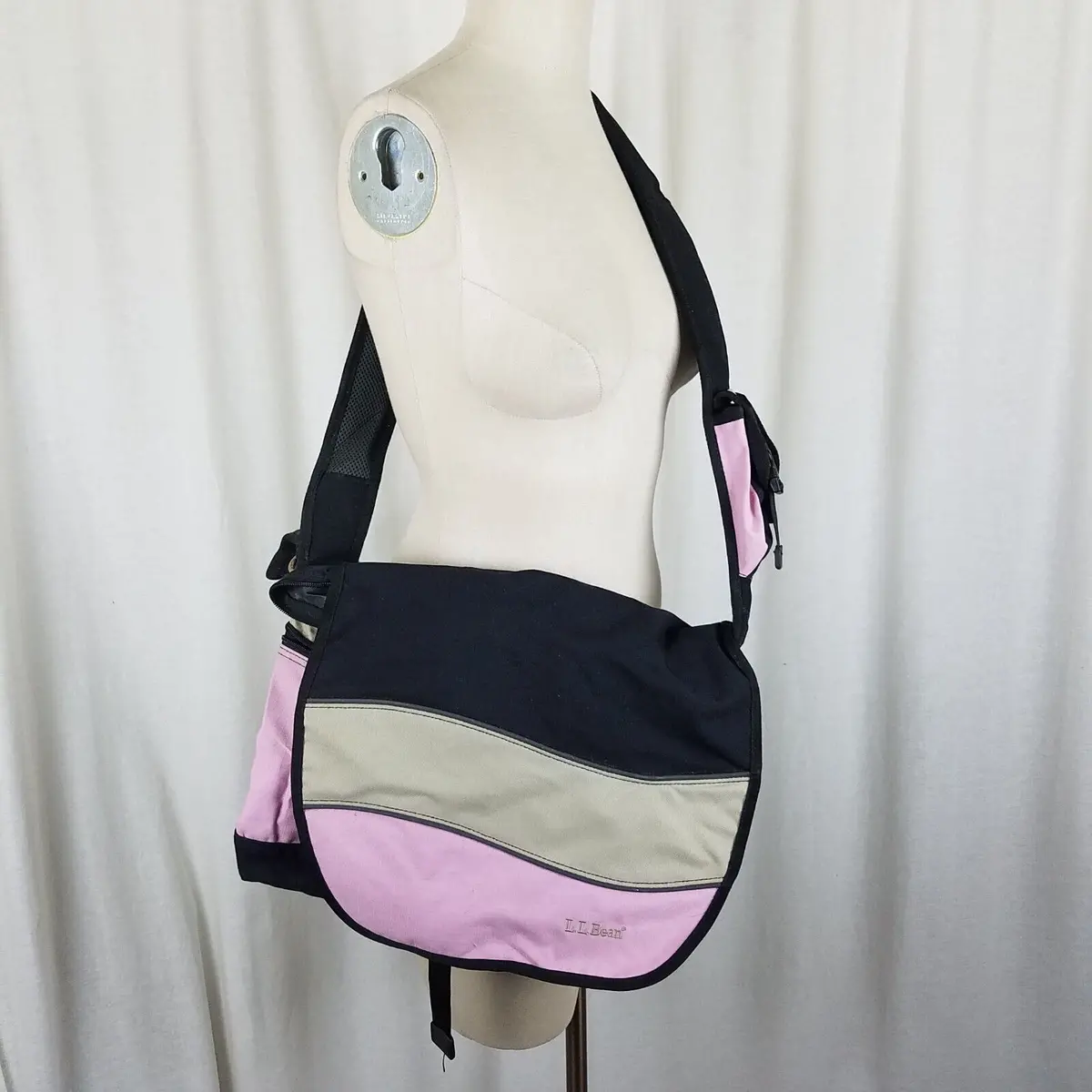 Ll Bean Pink Colorblock Crossbody Flap Messenger Large Shoulder Bag Computer 1