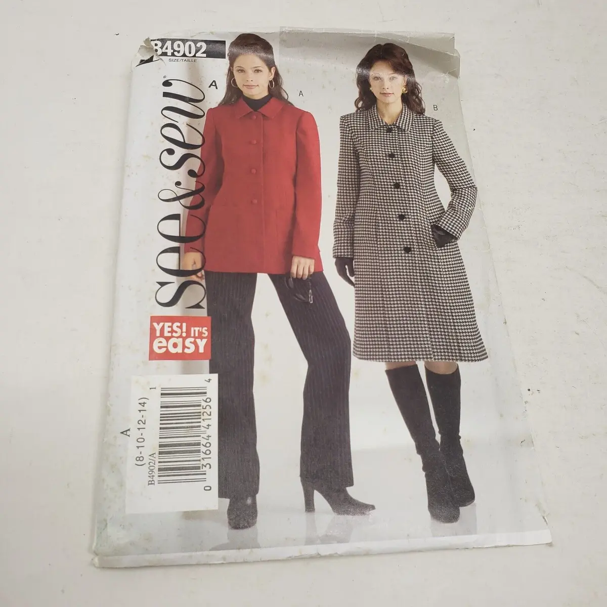 Butterick See & Sew Sewing Pattern B4902 Women Sizes 8-10-12-14 Jacket Coat 1