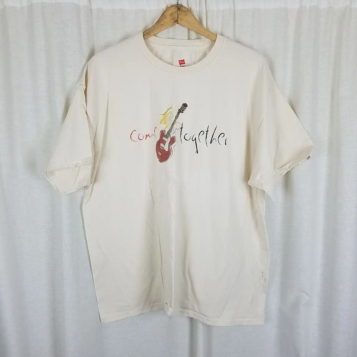 The Beatles Come Together Double Sided Tshirt Mens Xl Hanes Guitar Logo Cotton 1