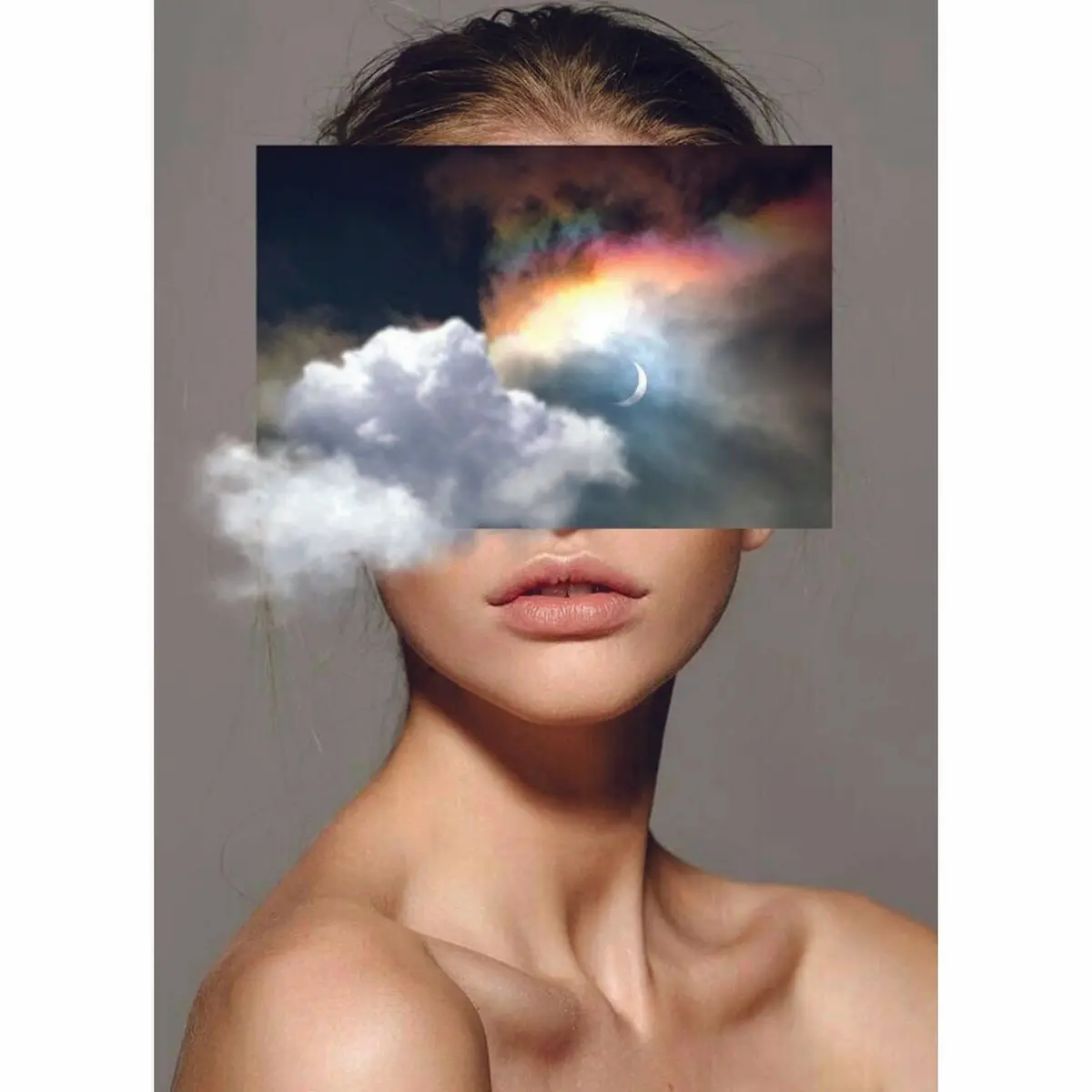 Naro Pinosa Woman Cloud Rainbow Postcard 1