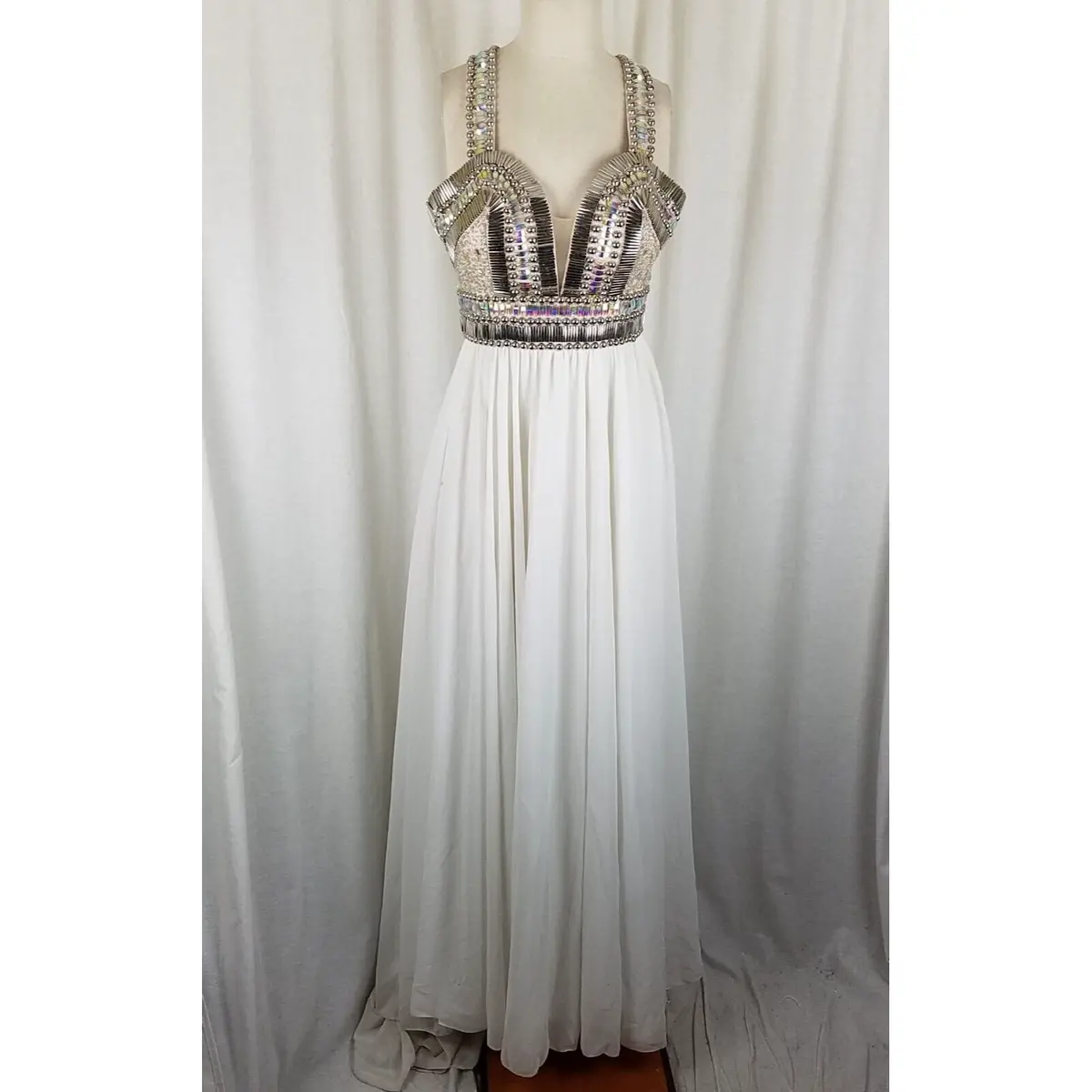 Terani Couture Beaded Goddess Dress Long Maxi Womens 2 Formal Prom Pageant Gown 1