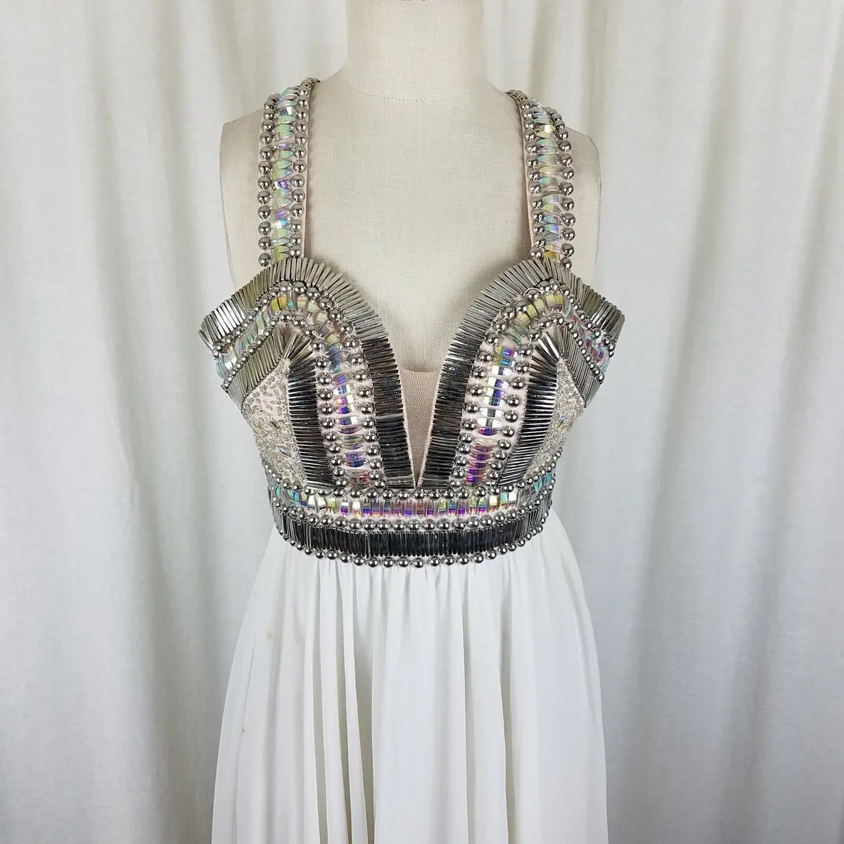 Terani Couture Beaded Goddess Dress Long Maxi Womens 2 Formal Prom Pageant Gown 2