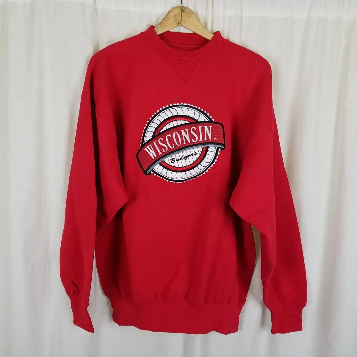 Vintage Wisconsin Badgers Crewneck Sweatshirt Mens L Ncaa 90S Midwest Embroidery 1