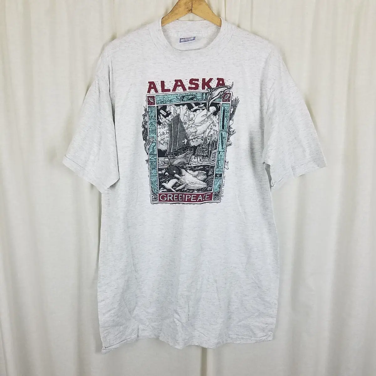 Vintage Alaska Greenpeace Rainbow Warriors Tshirt Mens Xl 90S Save The Whales 1