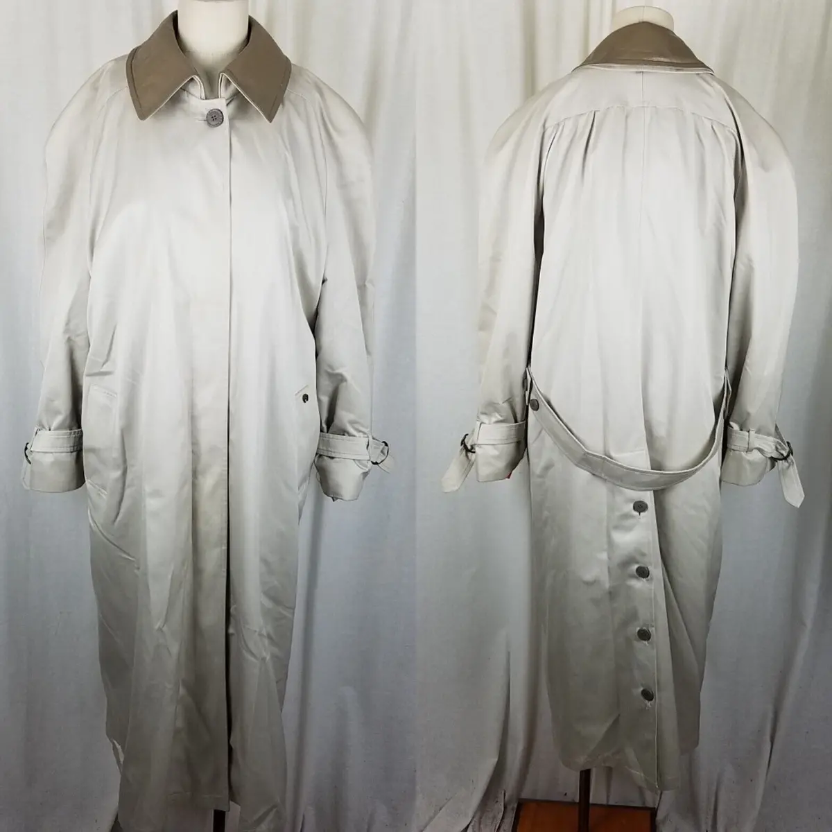 Etienne Aigner Insulated Long Maxi Leather Collar Trench Coat Womens 16W Plus 1