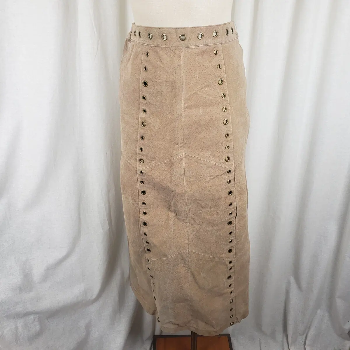 Robert Louis Long Maxi Boho Suede Skirt With Grommets Womens S Hippie Leather 1