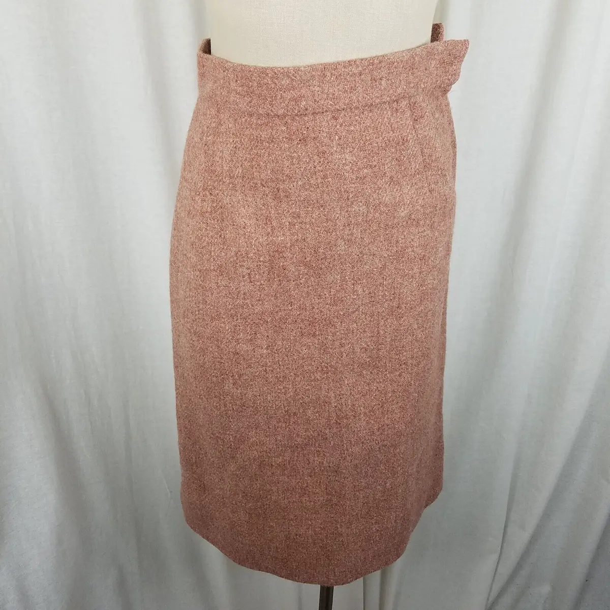 Vintage Handmade Mottled Wool Tweed Midi Skirt Womens Xs 1950S 1960S 1970S Rust 1