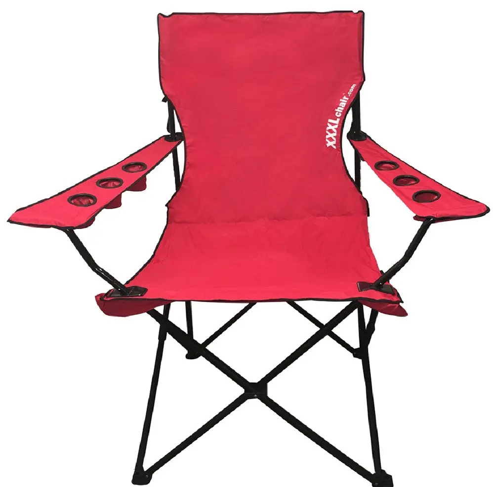 Giant Oversized Big Xxxl Portable Folding Camping Beach Outdoor Chair With 6 Cup Holders! Fold Compact Into Carry Bag 1