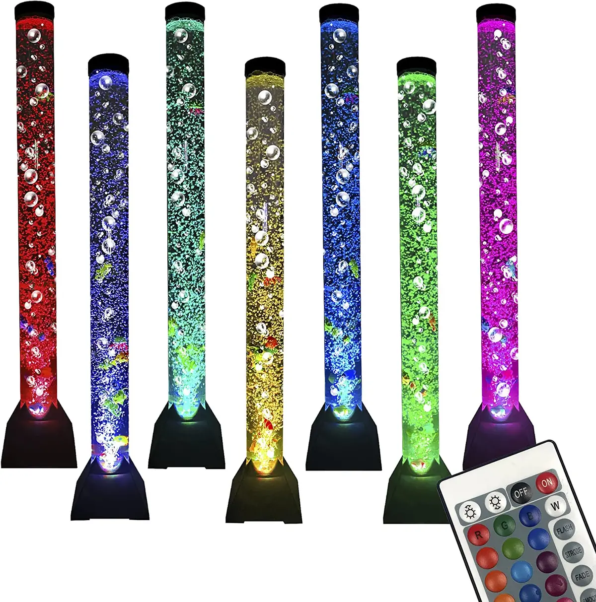Bubble Tube Floor Fish Aquarium Lamp Kids Birthday Or Christmas Gift–Lava Style Moon Lamp-Kids Room Lamp–Autism Sensory Lamp 4 Foot (48In) 20 Color Light Remote 1