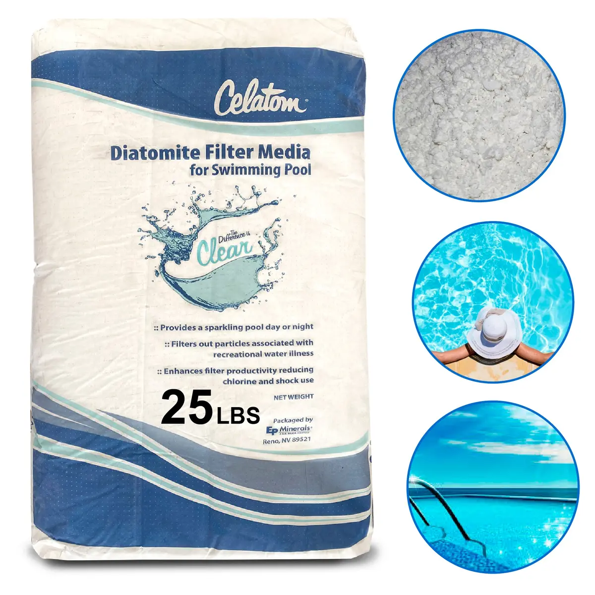 Celatom Diatomaceous Earth De Pool Filter Aid – Swimming Pool & Spa Filtration – #1 Rated - 25 Pounds 1
