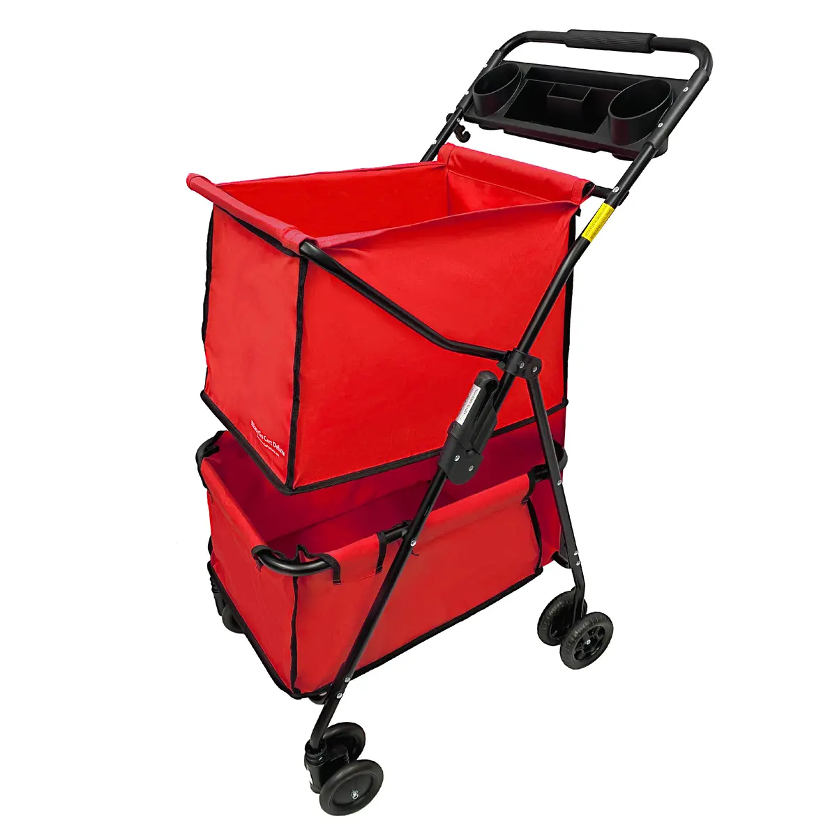 Easygo Deluxe Cart Folding Grocery Shopping And Laundry Utility Cart – Unique Double Level Cart - Front Swivel Wheels - Easy Folding - 150Lbs Capacity – Patent Pending – Red 1