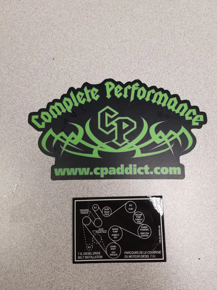 Complete Performance Reproduction Fan Belt Decal (Dual Tensioner) - 1992-1997 Ford F-Series 1
