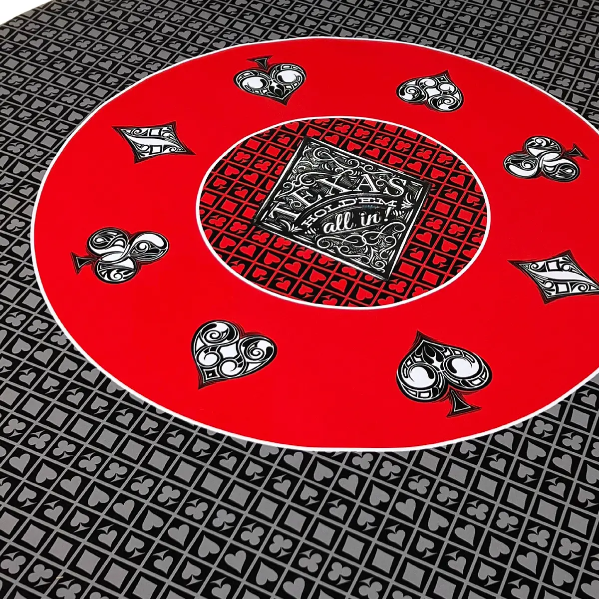 Poker Table Top Pad – For Texas Holdem Casino Style – 48” X 48” Round – Portable Rolling Rubber Folding Mat – Professional 3 Layers-Includes Carry Bag, 48 Black 1