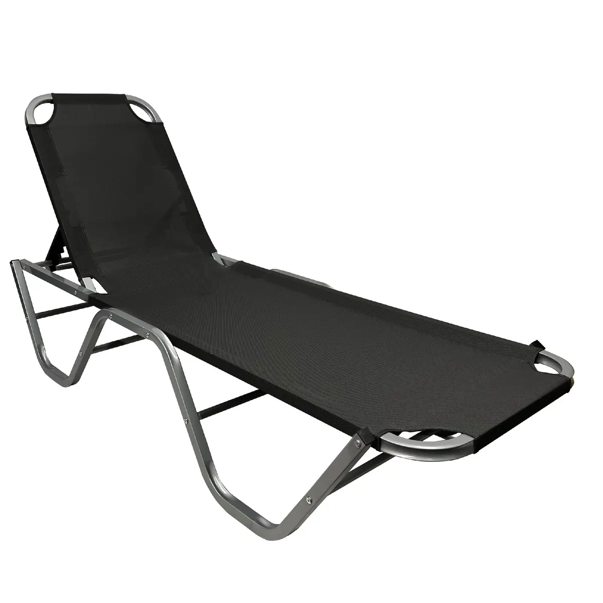 Easygo Product Chaise Lounger – Aluminum Sun Lounge Chair – Adjustable Outdoor Patio Beach Porch Swing Pool-Five-Position Recliner-Lightweight All Weather, 1 Pack Black 1