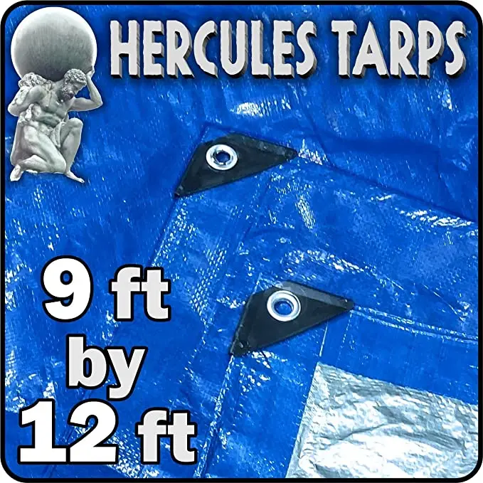 9' X 12' - Tent Shelter Tarp Cover Waterproof Tarpaulin Plastic Tarp Protection Sheet For Contractors, Campers, Painters 1